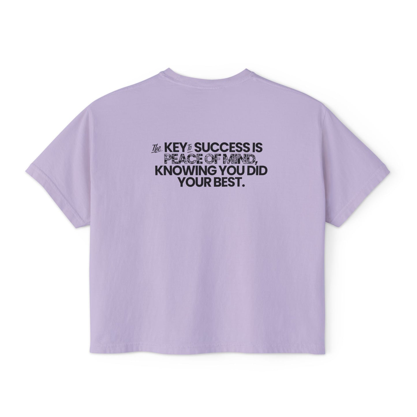 Motivational Women's Boxy Tee - "The Key to Success is Peace of Mind"