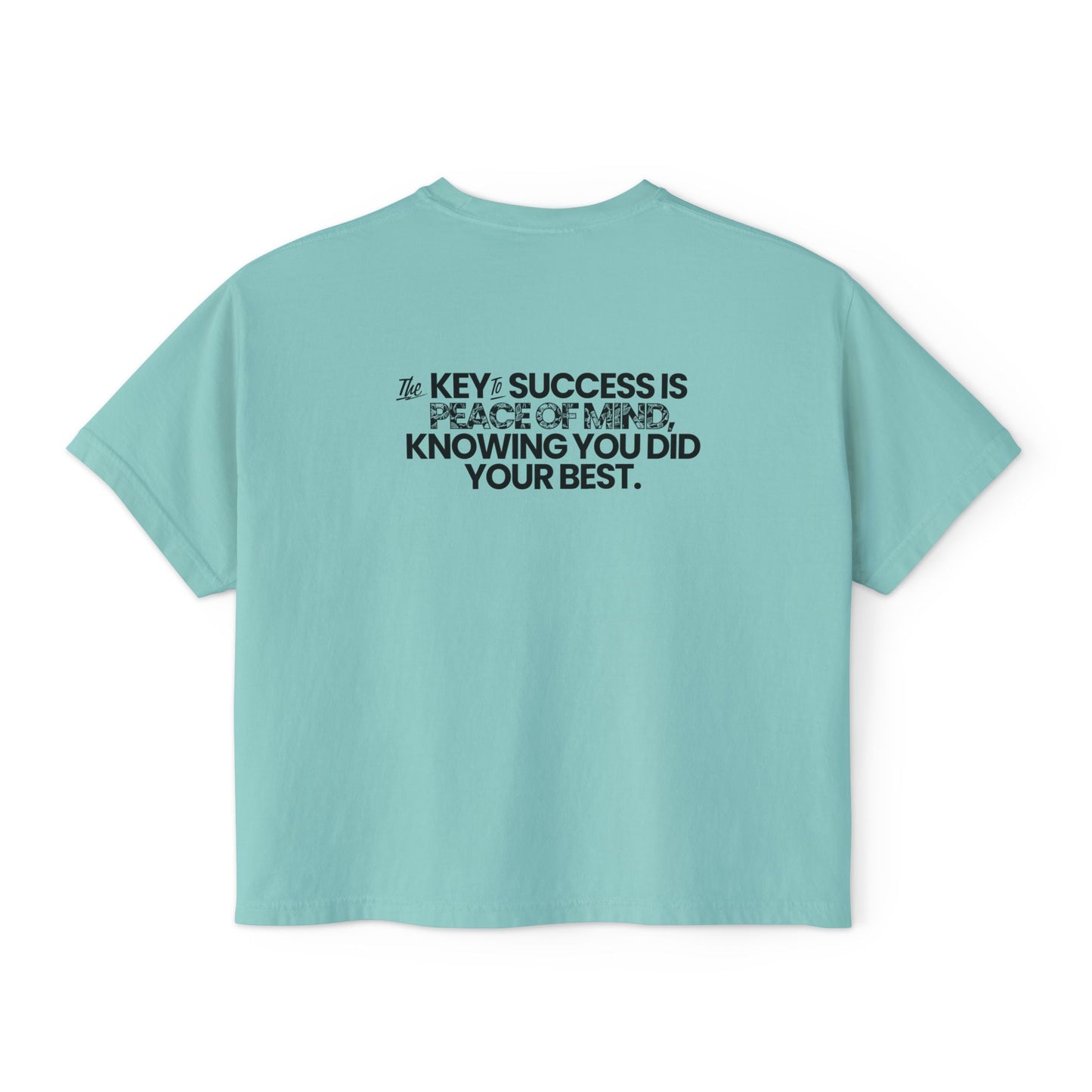 Motivational Women's Boxy Tee - "The Key to Success is Peace of Mind"