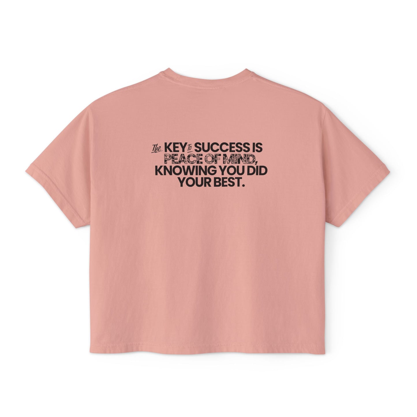 Motivational Women's Boxy Tee - "The Key to Success is Peace of Mind"