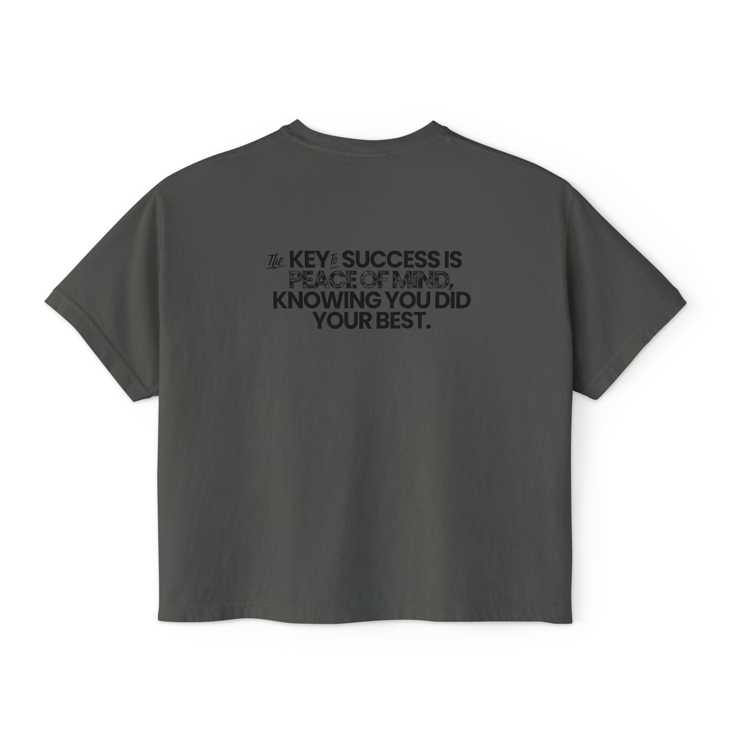 Motivational Women's Boxy Tee - "The Key to Success is Peace of Mind"