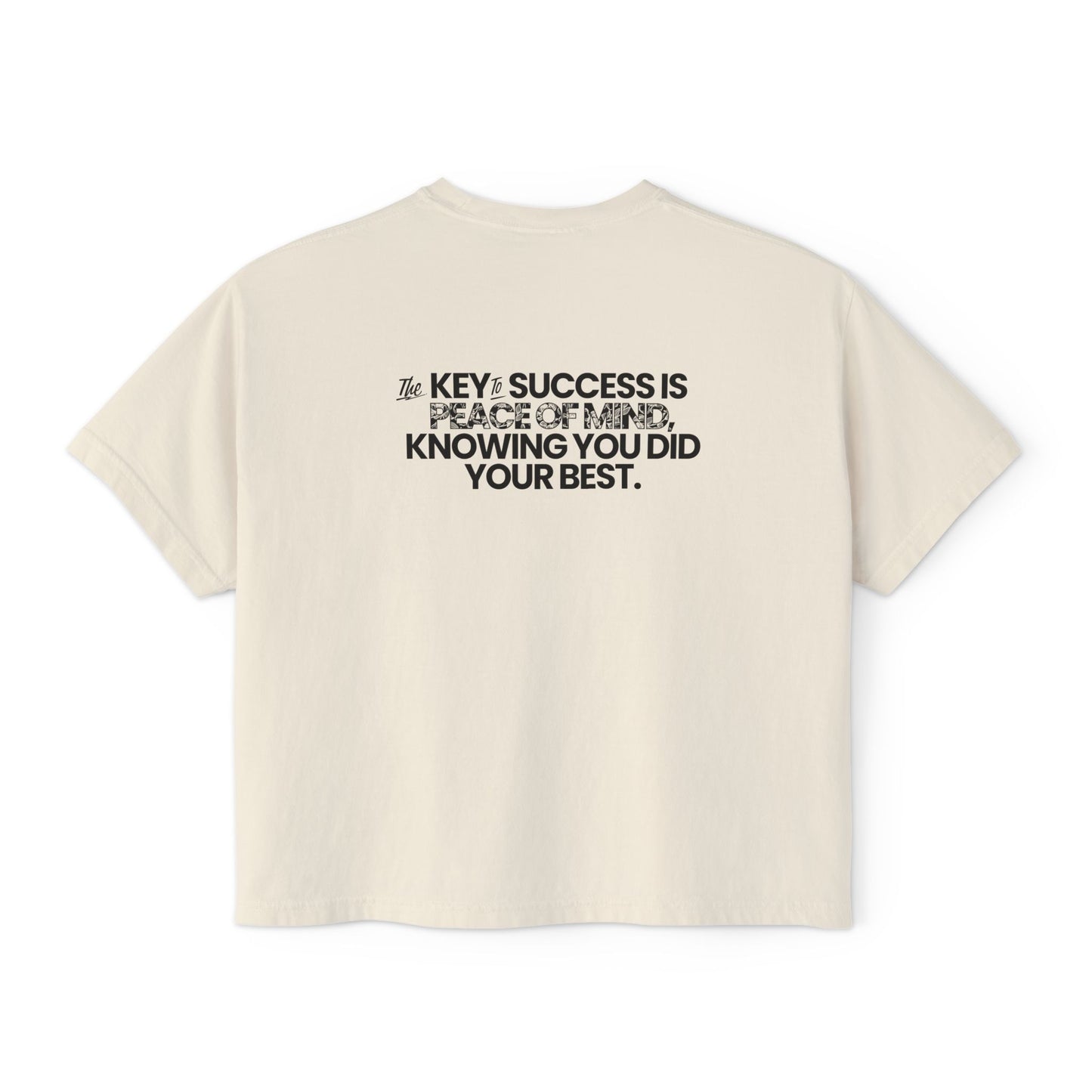 Motivational Women's Boxy Tee - "The Key to Success is Peace of Mind"